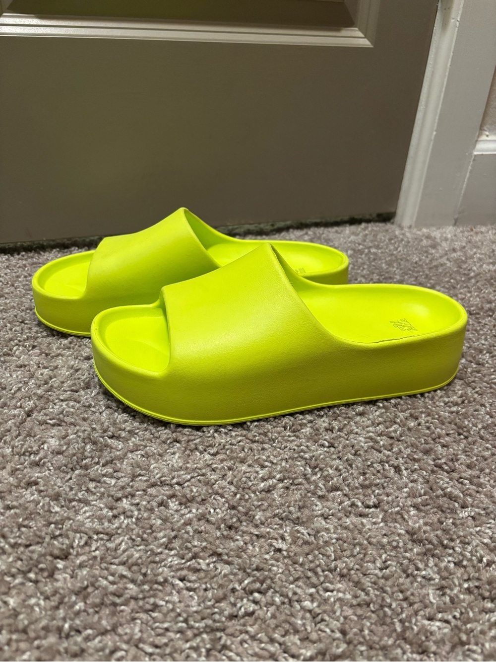 Neon Yellow Platform Slide Sandals